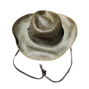 Black Straw Hat With Leather Strap Detail Women’s Summer Beach Hat